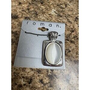 Vintage Roman Silver Tone With Gem Pendant For Necklace New With Tags